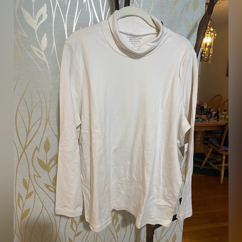 Coldwater Creek Ivory Cotton Turtleneck 1X. NWT